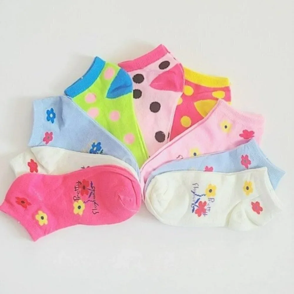 NWT 9-Pairs Girl's Cotton Low cut Socks 4-8 YO